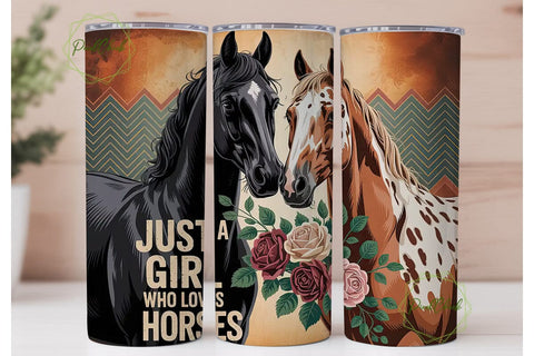 Horse Girl Tumbler Wrap PNG Sublimation PixelChick 