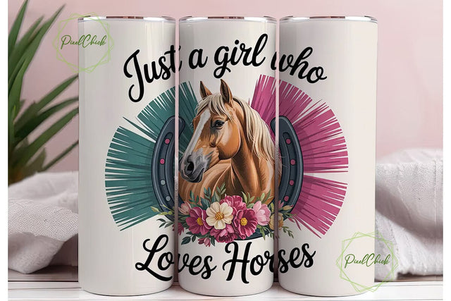 Horse Girl Tumbler Wrap PNG Sublimation PixelChick 