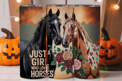 Horse Girl Tumbler Wrap PNG Sublimation PixelChick 