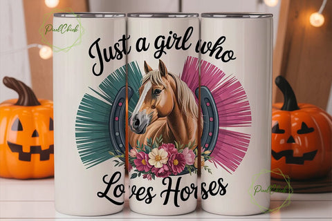 Horse Girl Tumbler Wrap PNG Sublimation PixelChick 