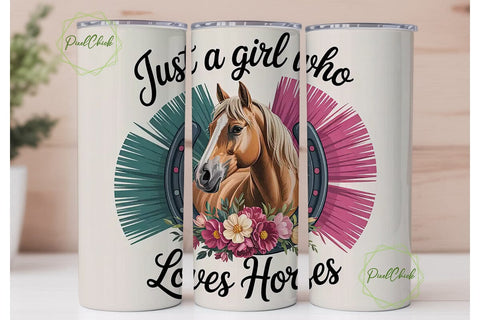 Horse Girl Tumbler Wrap PNG Sublimation PixelChick 