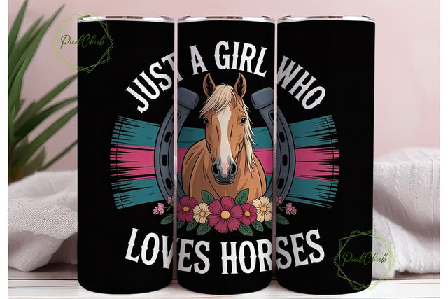 Horse Girl Tumbler Wrap PNG Sublimation PixelChick 