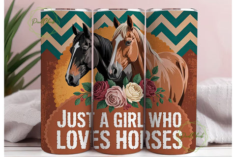 Horse Girl Tumbler Wrap PNG Sublimation PixelChick 