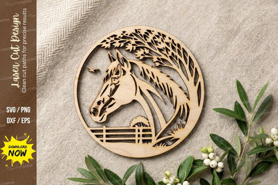 Horse Head Circle Laser Cut, horse svg, horse head svg, animal svg SVG Regulrcrative 