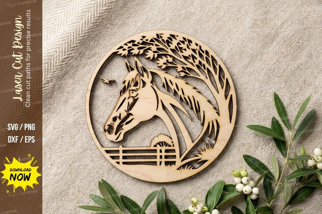 Horse Head Circle Laser Cut, horse svg, horse head svg, animal svg SVG Regulrcrative 