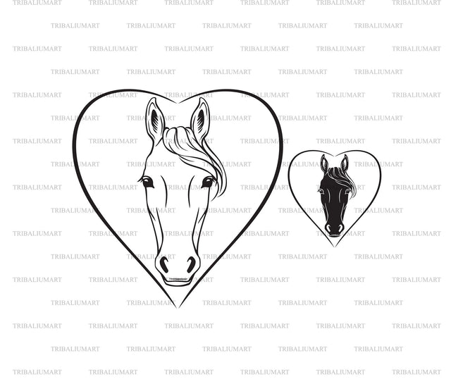 Horse Head in Heart SVG TribaliumArtSF 
