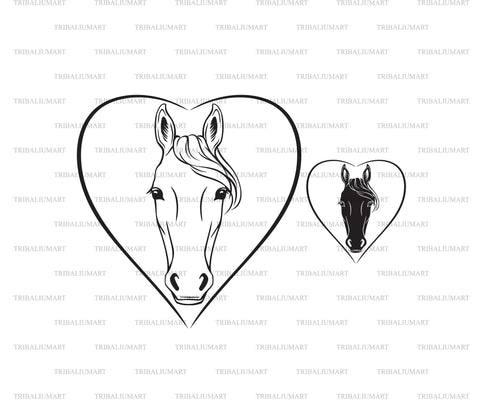 Horse Head in Heart SVG TribaliumArtSF 