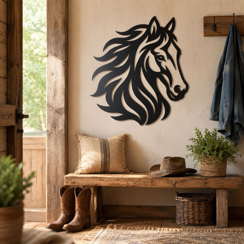 Horse Head Metal Wall Art SVG | CNC Plasma Cut File | Dxf Svg Eps Png | Western Horse Decor | Laser Cut Horse Silhouette SVG HappyDesignStudio 