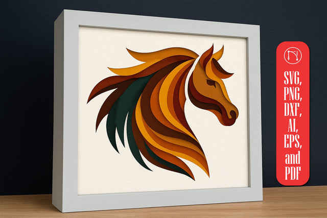 Horse Head Multilayer 3D Shadow Box SVG SVG MD JOYNAL ABDIN 