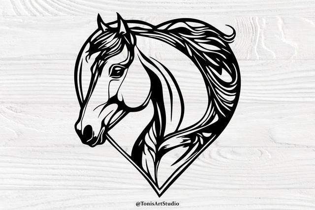 horse head svg, horse svg, horse heart svg, horse cut file, animal face svg SVG TonisArtStudio 