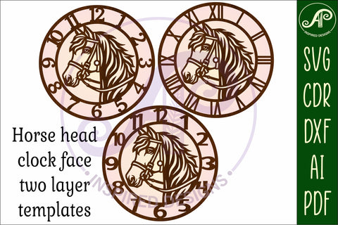 Horse head wall clock laser cut files SVG APInspireddesigns 