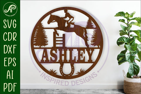 Horse jumping name wall art sign, SVG file SVG APInspireddesigns 