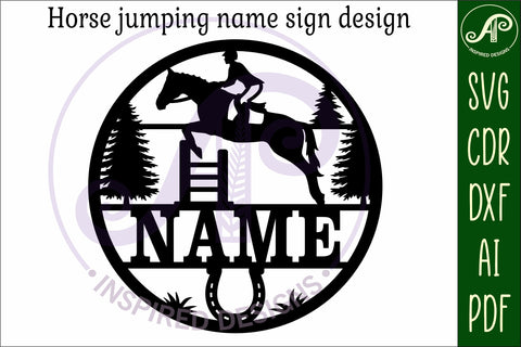 Horse jumping name wall art sign, SVG file SVG APInspireddesigns 