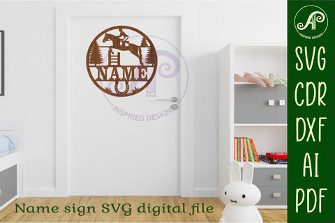 Horse jumping name wall art sign, SVG file SVG APInspireddesigns 