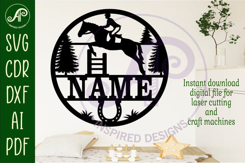Horse jumping name wall art sign, SVG file SVG APInspireddesigns 