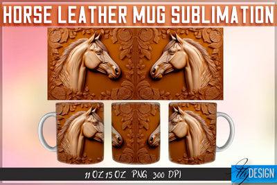 Horse Leather Mug Sublimation | 11 oz 15 oz Mug | PNG File Sublimation Fly Design 