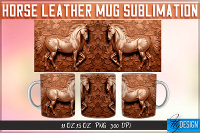 Horse Leather Mug Sublimation | 11 oz 15 oz Mug | PNG File Sublimation Fly Design 