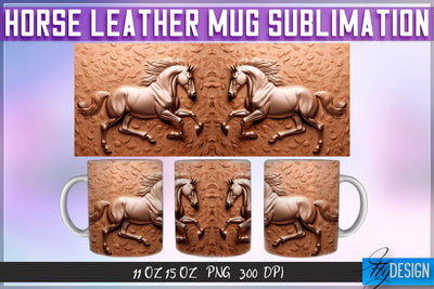 Horse Leather Mug Sublimation | 11 oz 15 oz Mug | PNG File Sublimation Fly Design 