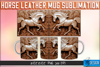 Horse Leather Mug Sublimation | 11 oz 15 oz Mug | PNG File Sublimation Fly Design 