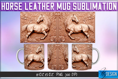 Horse Leather Mug Sublimation | 11 oz 15 oz Mug | PNG File Sublimation Fly Design 