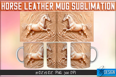 Horse Leather Mug Sublimation | 11 oz 15 oz Mug | PNG File Sublimation Fly Design 