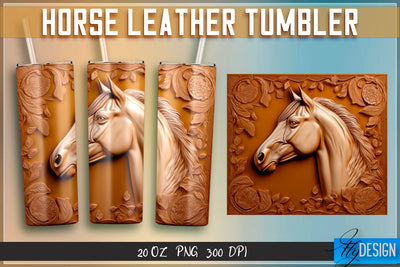 Horse Leather Tumblers Wrap 20 oz | PNG File | 300 DPI Sublimation Fly Design 