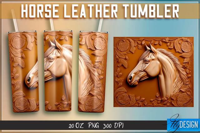 Horse Leather Tumblers Wrap 20 oz | PNG File | 300 DPI Sublimation Fly Design 