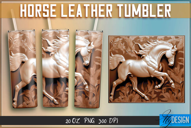 Horse Leather Tumblers Wrap 20 oz | PNG File | 300 DPI Sublimation Fly Design 
