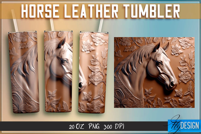 Horse Leather Tumblers Wrap 20 oz | PNG File | 300 DPI Sublimation Fly Design 