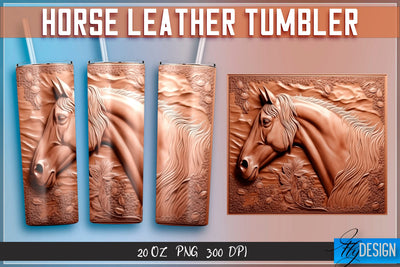 Horse Leather Tumblers Wrap 20 oz | PNG File | 300 DPI Sublimation Fly Design 