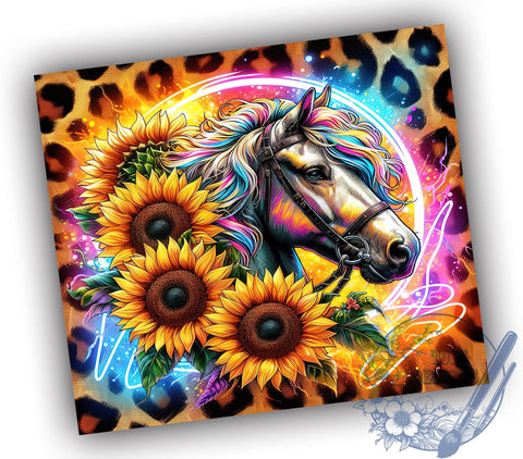 Horse Leopard Western 20oz Skinny Tumbler, Sunflower Floral Boots Tumbler Png, Straight & Tapered Tumbler Wrap, Instant Digital Download Sublimation ToriDesigns 