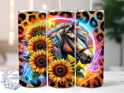 Horse Leopard Western 20oz Skinny Tumbler, Sunflower Floral Boots Tumbler Png, Straight & Tapered Tumbler Wrap, Instant Digital Download Sublimation ToriDesigns 