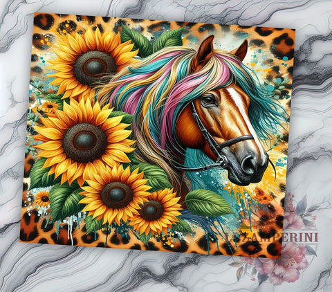Horse Leopard Western 20oz Tumbler Wrap PNG, Sunflower Horse Tumbler Png, Straight & Tapered Tumbler Wrap, Instant Digital Download Sublimation Li Zamperini 