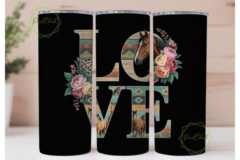 Horse Love 20oz Tumbler Wrap Sublimation PixelChick 