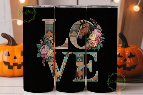 Horse Love 20oz Tumbler Wrap Sublimation PixelChick 