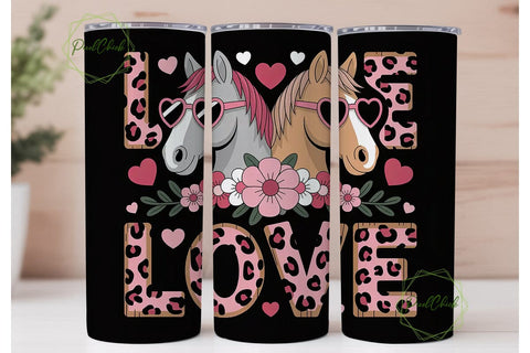 Horse Love 20oz Tumbler Wrap Sublimation PixelChick 