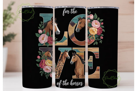 Horse Love 20oz Tumbler Wrap Sublimation PixelChick 