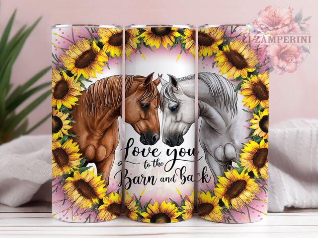 Horse Lover 20oz Tumbler Wrap PNG, Love You to The Barn and Back Sunflower Tumbler Png, Straight & Tapered Tumbler Wrap, Instant Digital Download Sublimation Li Zamperini 
