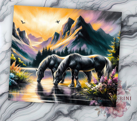 Horse Lover Tumbler, Animal Lover Gift, Sublimation Wrap, Equestrian Decor, 20oz Tumbler, Horse Theme, Pet Lover Drinkware Sublimation Li Zamperini 