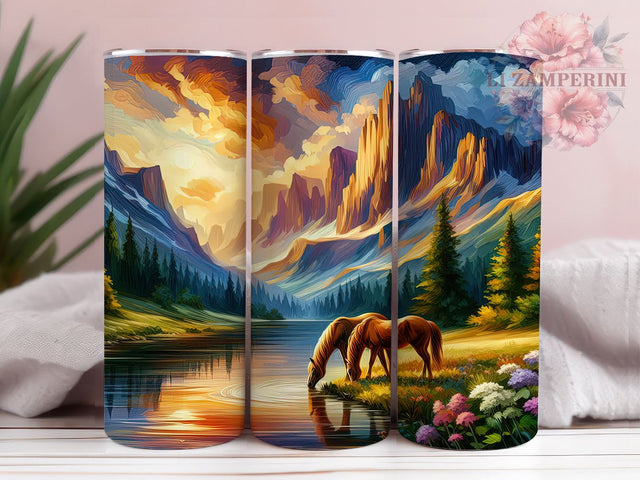 Horse Lover Tumbler, Animal Lover Gift, Sublimation Wrap, Equestrian Decor, 20oz Tumbler, Horse Theme, Pet Lover Drinkware Sublimation Li Zamperini 