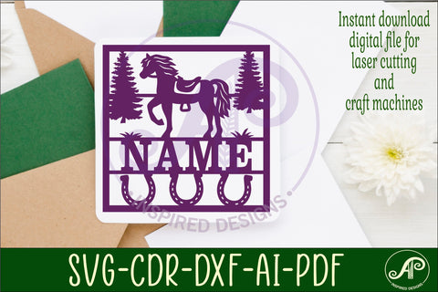 Horse lovers square name wall art sign, SVG file SVG APInspireddesigns 