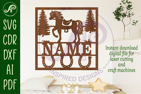Horse lovers square name wall art sign, SVG file SVG APInspireddesigns 