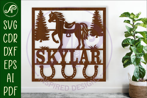 Horse lovers square name wall art sign, SVG file SVG APInspireddesigns 