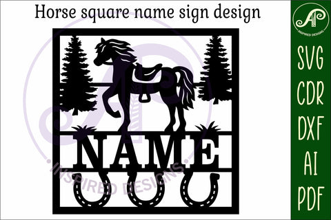 Horse lovers square name wall art sign, SVG file SVG APInspireddesigns 