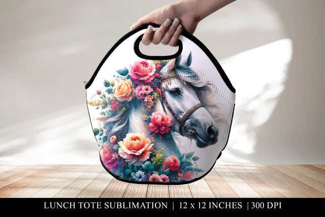 Horse Lunch Bag Sublimation Design, Equine Lunch Tote PNG Sublimation BijouBay 