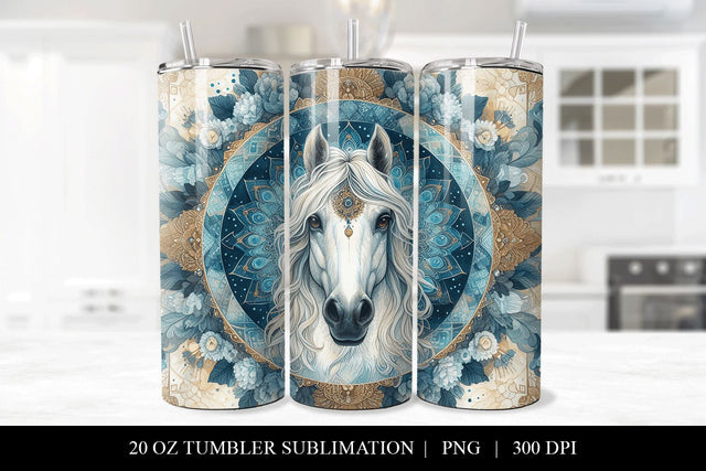 Horse Mandala 20oz Tumbler Sublimation Design Sublimation BijouBay 