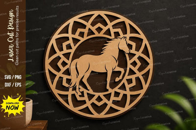 Horse Mandala Circle Laser Cut SVG Design SVG Regulrcrative 