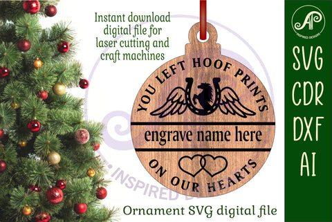 Horse memorial Christmas Ornament SVG laser cut SVG APInspireddesigns 
