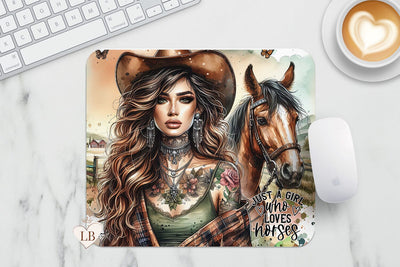 Horse Mouse Pad - Just A Girl Who Loves Mousepad PNG Sublimation BijouBay 