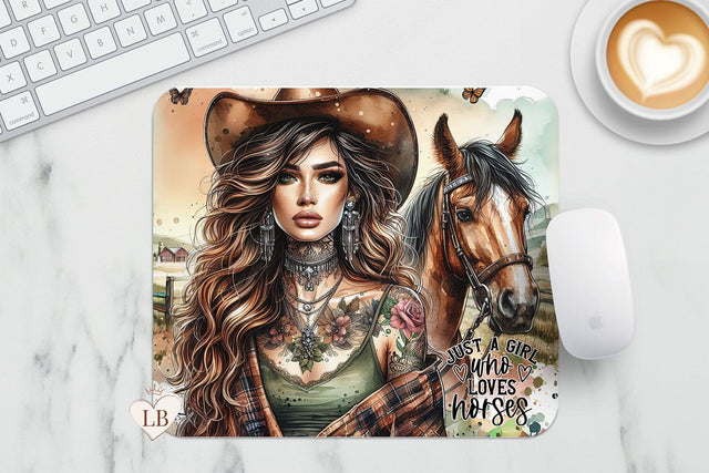 Horse Mouse Pad - Just A Girl Who Loves Mousepad PNG Sublimation BijouBay 